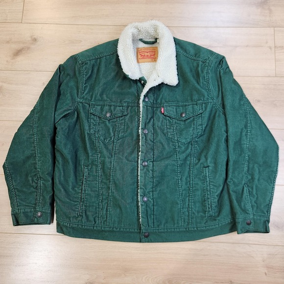 Levi's Other - Levis Jacket Mens XL Green Corduroy Sherpa Lined Bomber Insulated Workwear